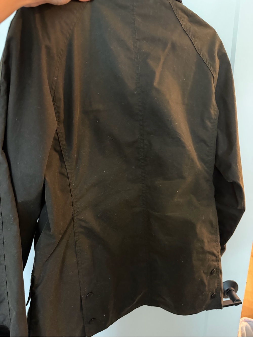 Barbour Dark Olive Waxed Field Jacket with Corduroy Collar - Picture 8 of 8